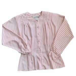 Vintage Whitney Lang Petite Striped Romantic Pastel Goth Blouse 8